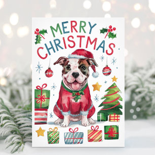 Waterverf Boxer Dog Christmas Kaart