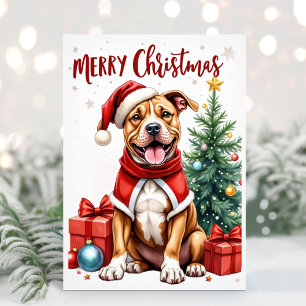 Waterverf Boxer Dog Christmas Kaart
