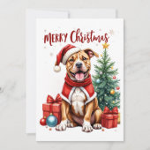 Waterverf Boxer Dog Christmas Kaart (Voorkant)