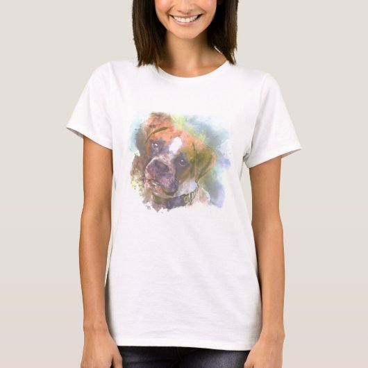 Waterverf Boxer Dog T-shirt (Voorkant)