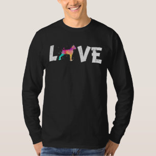 Waterverf Boxer Uncropped Ears mam Dog mam Love T-shirt