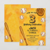 Waterverf Boy Baseball Verjaardagsfeest Kaart (Voorkant / Achterkant)