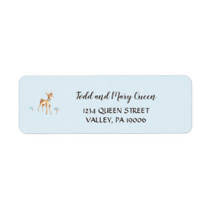 Waterverf Boy Deer Mushroom Return Address Labels