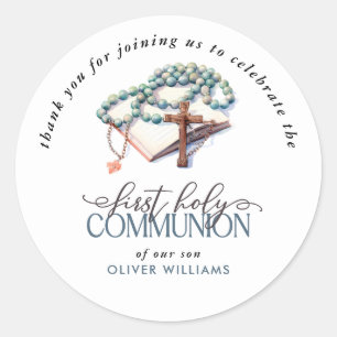 Waterverf Boy First Holy Communion Dank u Ronde Sticker