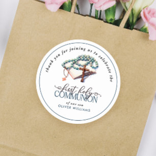 Waterverf Boy First Holy Communion Dank u Ronde Sticker