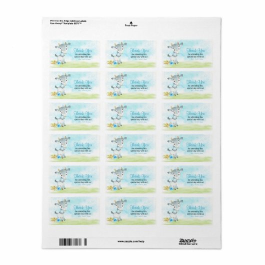 Waterverf Boy Goat Boerderij Dank u Etiket (Full Sheet)