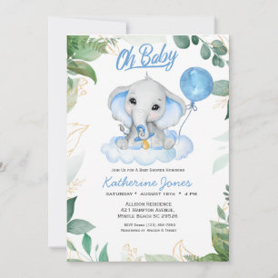 Waterverf Boys Olifant Baby shower Kaart