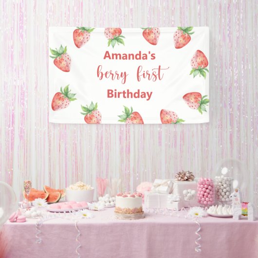 Waterverf bramen 1e verjaardagsfeestje spandoek (Feest)