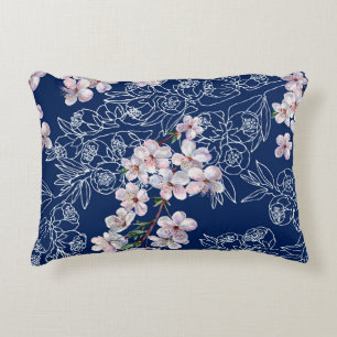 Waterverf branbloemen kersen met takgrafiek accent kussen