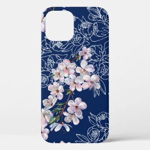 Waterverf branbloemen kersen met takgrafiek iPhone 12 hoesje