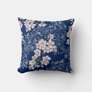 Waterverf branbloemen kersen met takgrafiek kussen