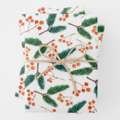 Waterverf Branches en Berries Winter  Inpakpapier Vel (In situ)