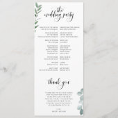 Waterverf Branches Wedding Ceremony Program Programma (Achterkant)