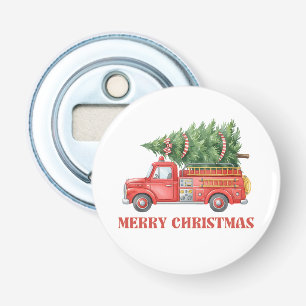 Waterverf Brandweerman Kerst Brandweerwagen Button Flesopener