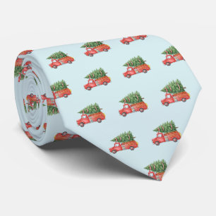 Waterverf Brandweerman Kerst Brandweerwagen Stropdas