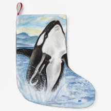 Waterverf Breikende Orca Whale