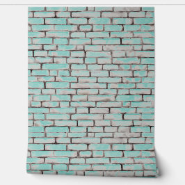 Waterverf Bricks Patterns Blauwgroen Blauw Wit Gri Behang