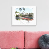 Waterverf Bride Groom Couple van Weddenschap Venue Canvas Afdruk (Insitu (Woonkamer))