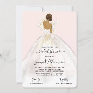 Waterverf Bride in Gown Bridal Shower Invitation Kaart