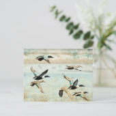 Waterverf Briefkaart vliegende eenden (Staand voorkant)