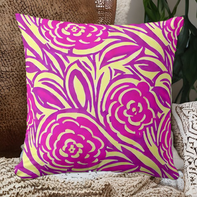 Waterverf Bright Boho Floral Swirl Kussen (Creator heeft geüpload)