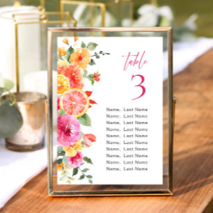 Waterverf Bright Citrus Flower Zitplaatskaart Kaar Kaart