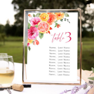 Waterverf Bright Citrus Flower Zitplaatskaart Kaar Kaart