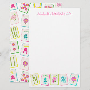 Waterverf Bright Mahjong Tegels gepersonaliseerd Briefpapier