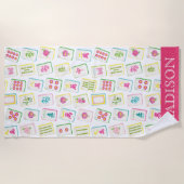 Waterverf Bright Mahjong Tegels Monogram Strandlaken (Voorkant)