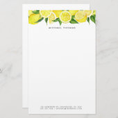 Waterverf Bright Yellow Lemon gepersonaliseerd Briefpapier (Voorkant / Achterkant)