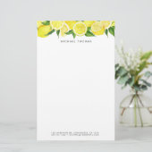 Waterverf Bright Yellow Lemon gepersonaliseerd Briefpapier (Staand voorkant)