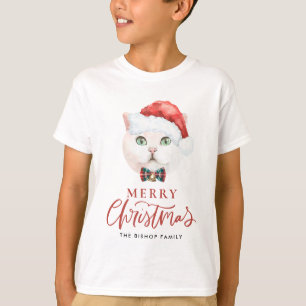Waterverf British Shorthair Cat Merry Kerstmis T-shirt