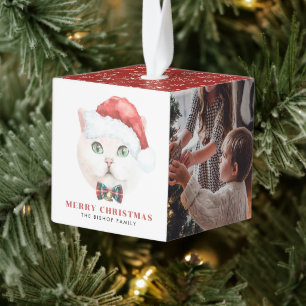 Waterverf Britse Korthaar Kat Foto Kerst Kubus Ornament