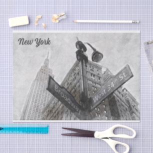 Waterverf Broadway Hoek Teken Tissue Paper - NYC Tissuepapier