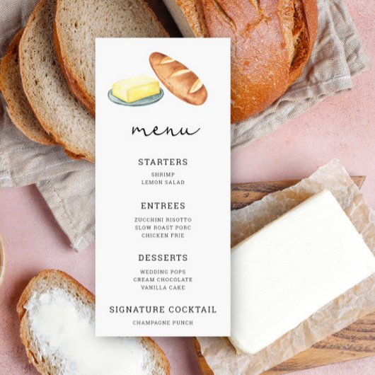 Waterverf brood en boter - Trouwmenu Menu