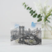 Waterverf Brooklyn Bridge Briefkaart - New York (Staand voorkant)