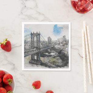 Waterverf Brooklyn Bridge servetten - Elegant NYC