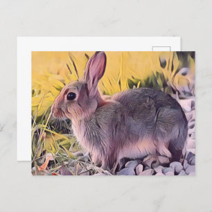 Waterverf Brown Bunny Rabbit  kunst Briefkaart