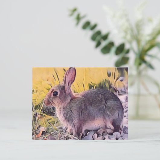 Waterverf Brown Bunny Rabbit kunst Briefkaart (Staand voorkant)