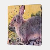 Waterverf Brown Bunny Rabbit  kunst Keramisch Ornament (Links)