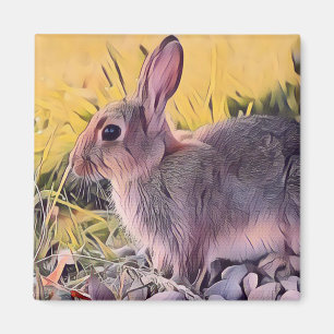 Waterverf Brown Bunny Rabbit  kunst Magneet