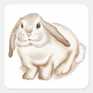 Waterverf Brown Bunny Vierkante Sticker