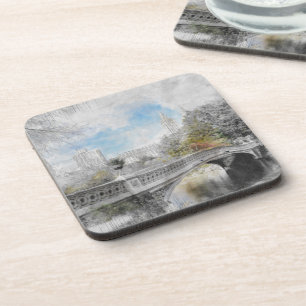 Waterverf brug in Central Park New York Bier Onderzetter