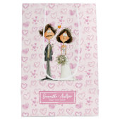 Waterverf Bruid Bruidegom Gift Bag Funny Wedding Medium Cadeauzakje (Achterkant)