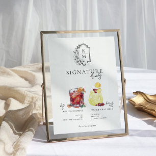 Waterverf Bruid & Bruidegom Signature Drank Poster