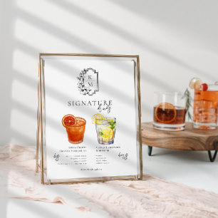 Waterverf Bruid & Bruidegom Signature Drank Poster