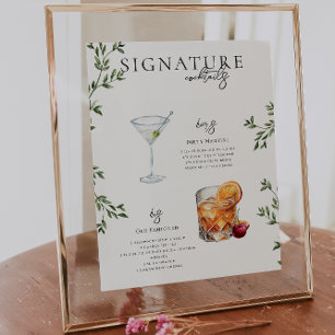 Waterverf Bruid & Bruidegom Signature drankje Poster