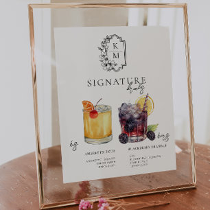 Waterverf Bruid & Bruidegom Signature drankje Poster