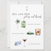 Waterverf | Bruid & bruidegom Signature Drink Menu Kaart (Voorkant)