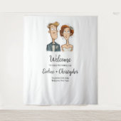 Waterverf bruid en bruidegom trouwbanner eigenzinn wandkleed (Voorkant)